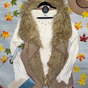 Faux Shearling Fluffy Trim Vest